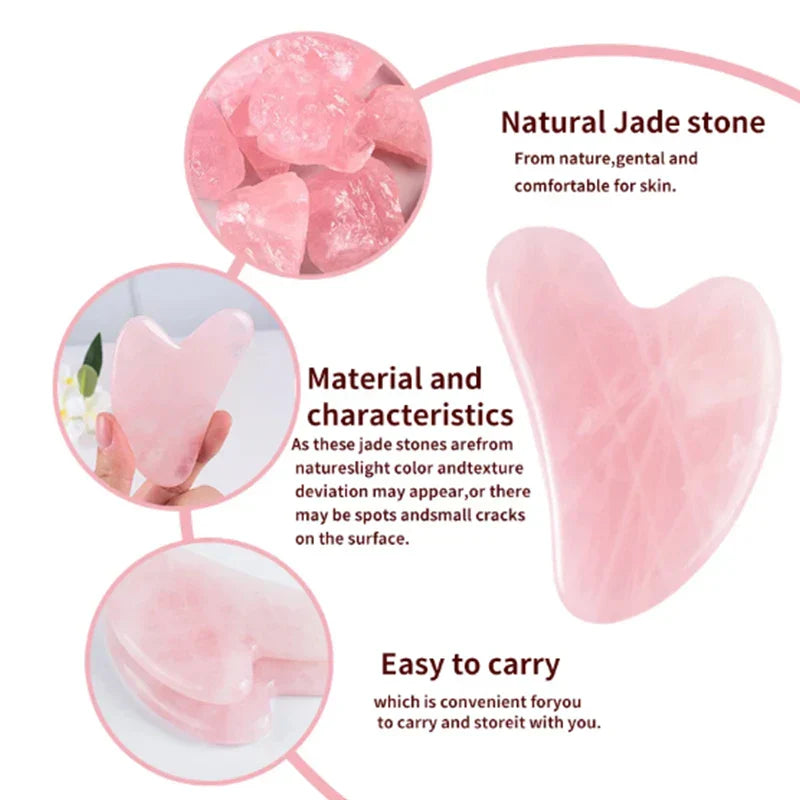 2Pcs Natural Jade Gua Sha & Facial Roller Premium Aventurine Stone Violet