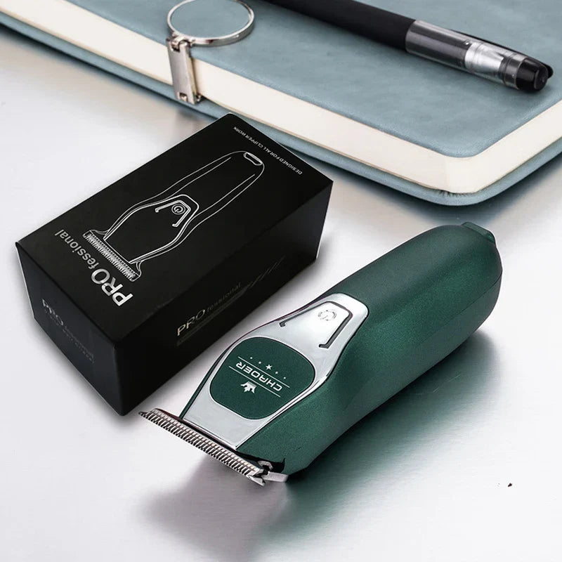 Professional Cordless Hair Clipper T Blade 0mm Bald Trimmer Green
